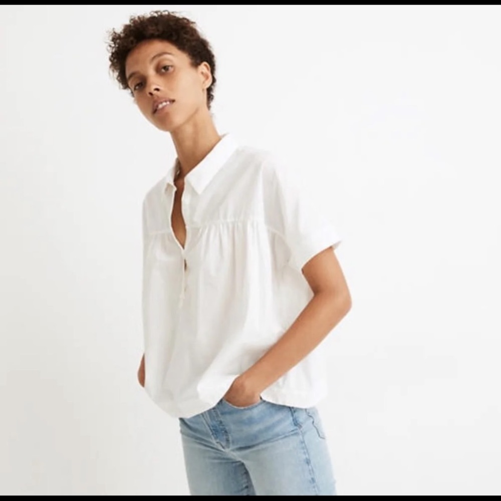 Madewell White Short Sleeve boxy style shirt
